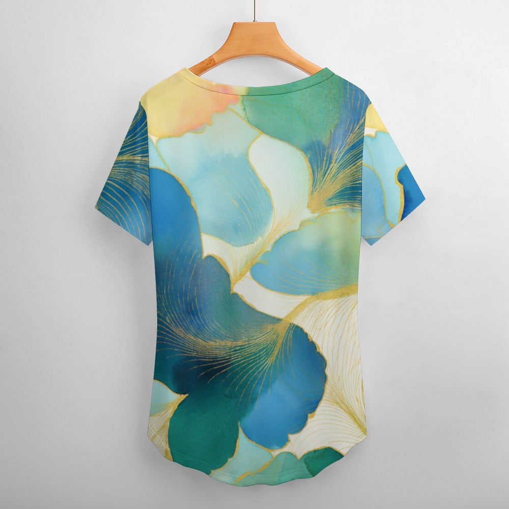 V Neck Short-sleeve Shirt Inkedjoy
