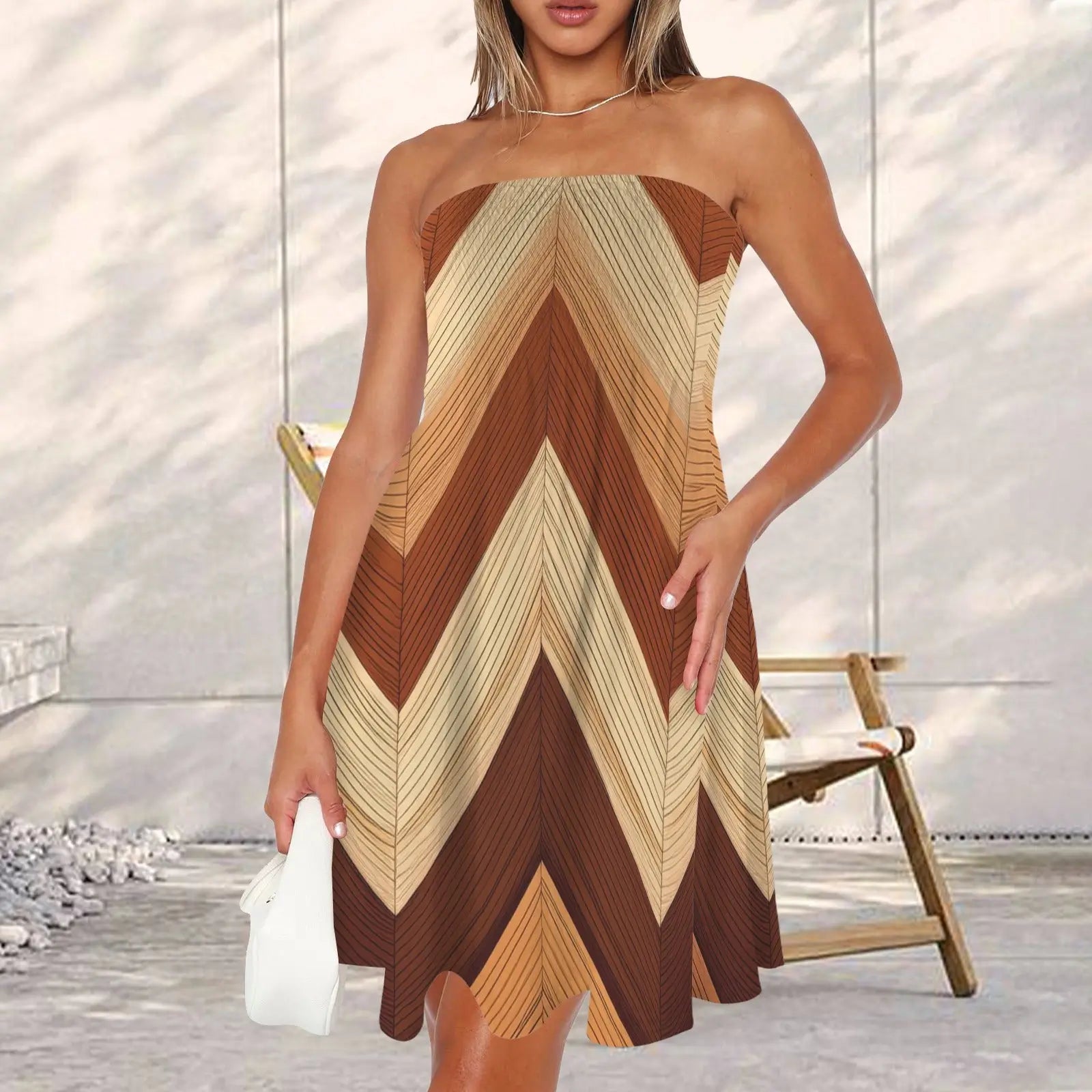 BROWN BEIGE TUBE DRESS