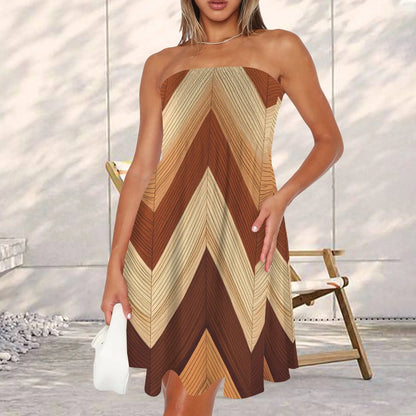 BROWN BEIGE TUBE DRESS