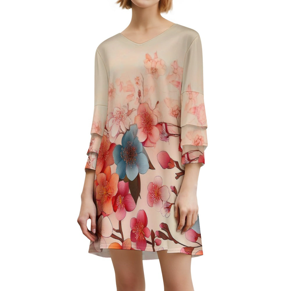 Lotus leaf sleeve dress Inkedjoy