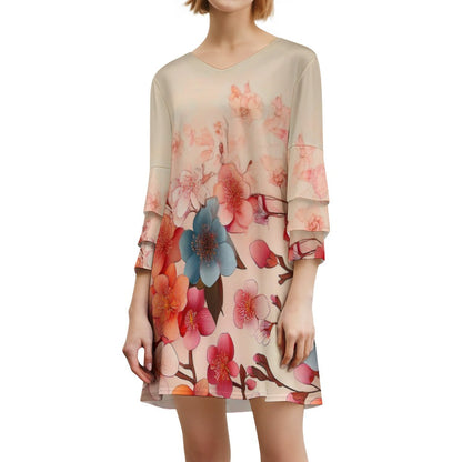 Lotus leaf sleeve dress Inkedjoy