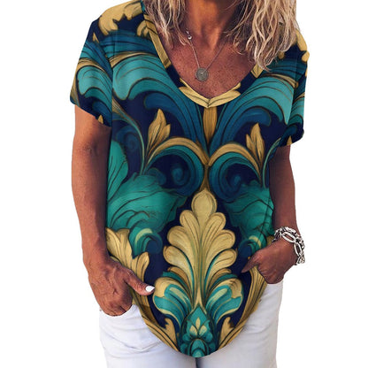 V Neck Short-sleeve Shirt Inkedjoy