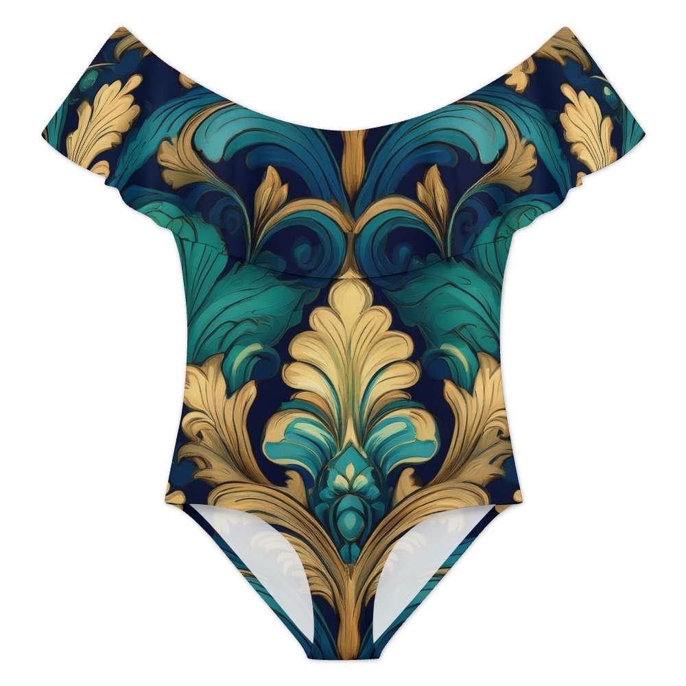 Off-Shoulder One-Piece Swimsuit Inkedjoy