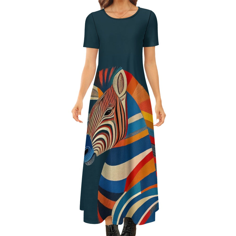 Funky Zebra Printed Dress Inkedjoy