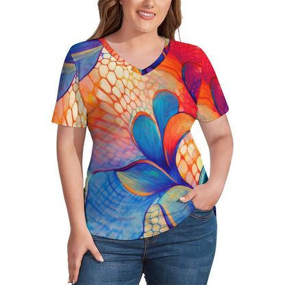 V Neck Short-sleeve Shirt Inkedjoy
