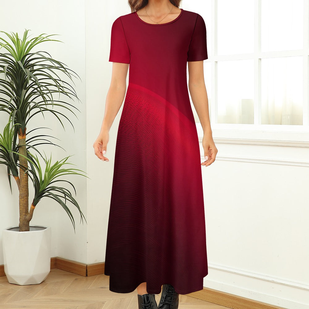 Red Short Sleeve Dress (No Pockets) Inkedjoy
