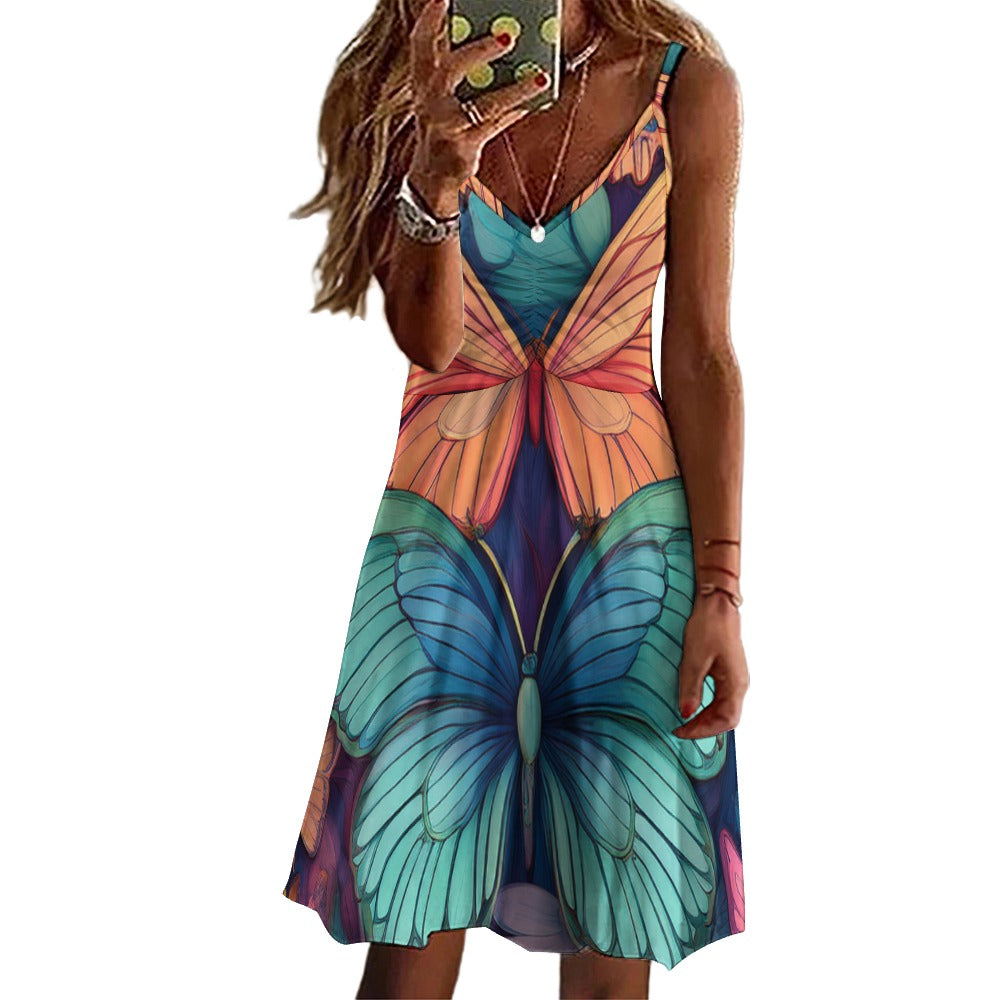 Butterfly Long suspender dress Inkedjoy
