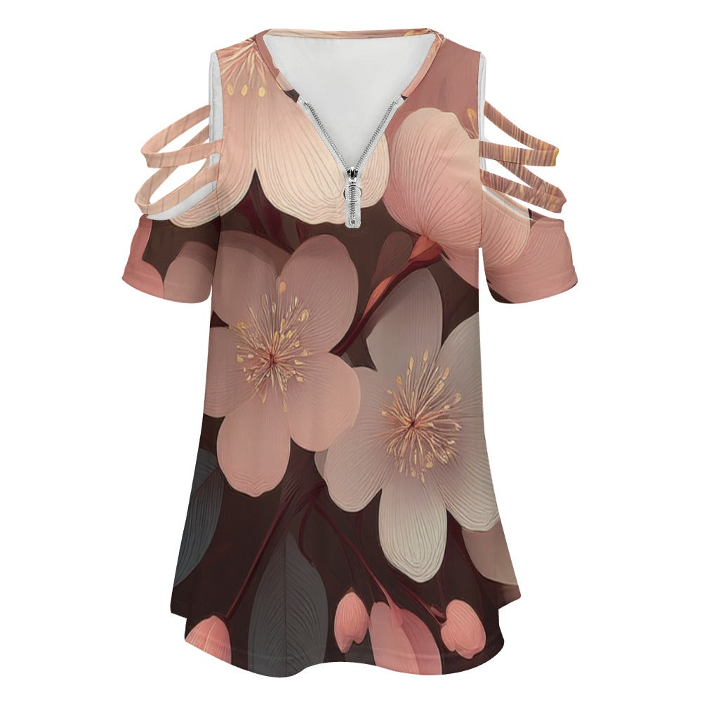 Zip Off Shoulder Top Inkedjoy