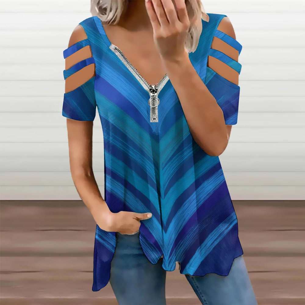 Zip Off Shoulder Top Inkedjoy