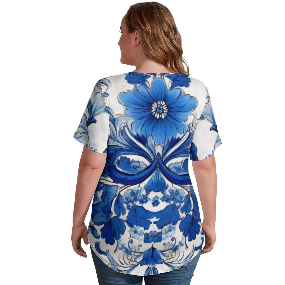 V Neck Short-sleeve Shirt Inkedjoy