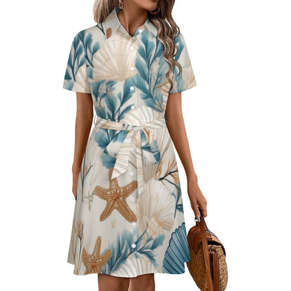 Short-sleeved collared dress Inkedjoy