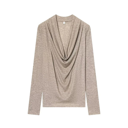 Casual Lyocell pleated T-shirt