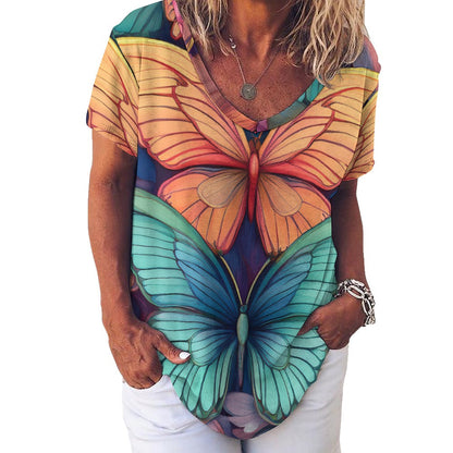 V Neck Short-sleeve Shirt Inkedjoy