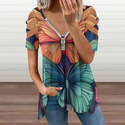 Zip Off Shoulder Top Inkedjoy