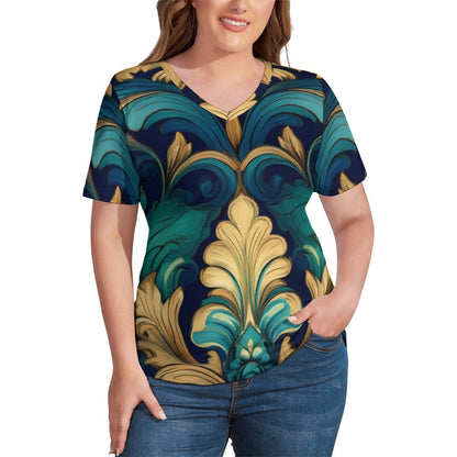 V Neck Short-sleeve Shirt Inkedjoy