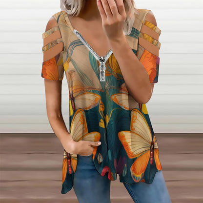 Zip Off Shoulder Top Inkedjoy