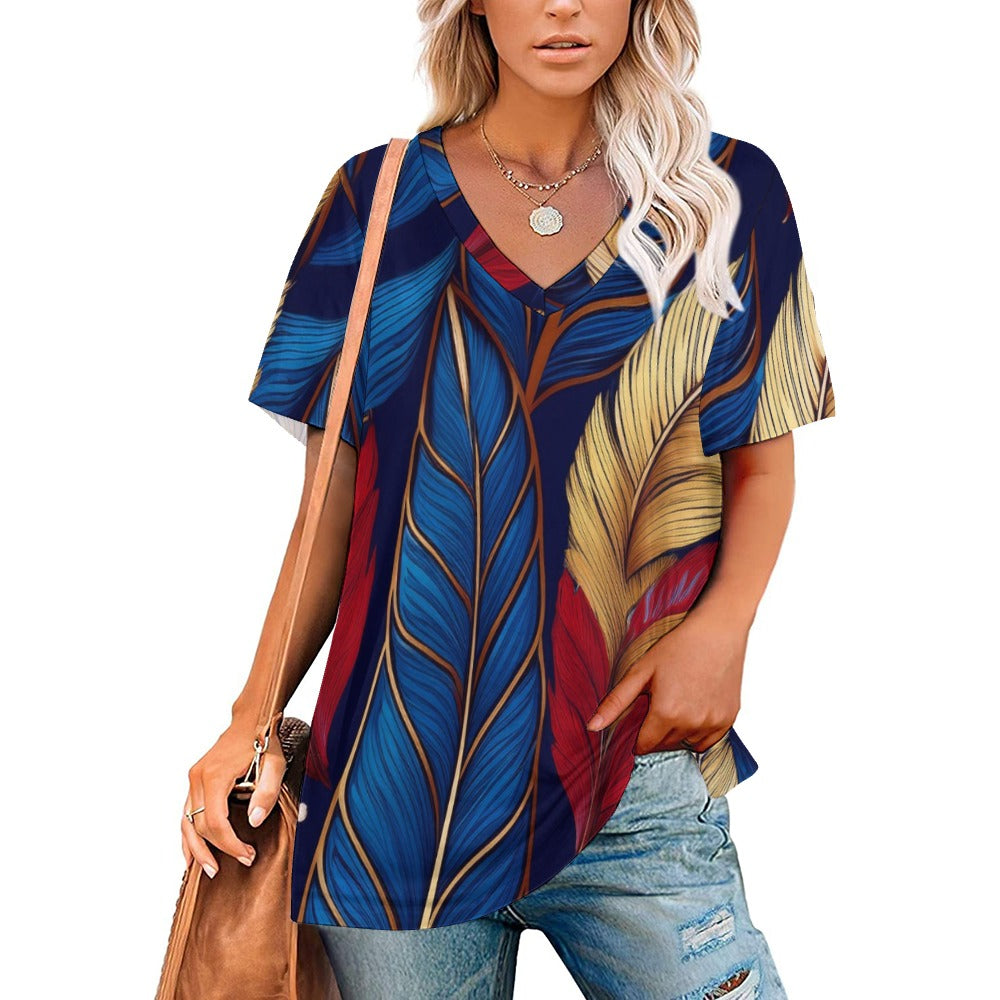 V Neck Short-sleeve Shirt Inkedjoy