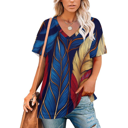 V Neck Short-sleeve Shirt Inkedjoy