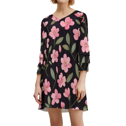 Lotus leaf sleeve dress Inkedjoy