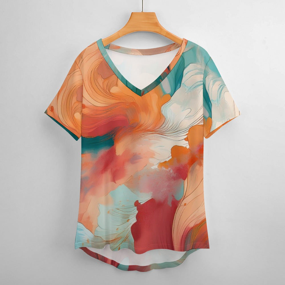 V Neck Short-sleeve Shirt Inkedjoy