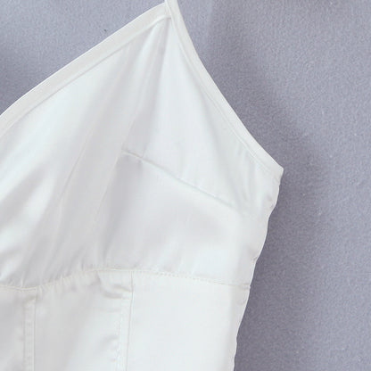 Dragon bone buckle back eyeliner hanging neck satin shaping top