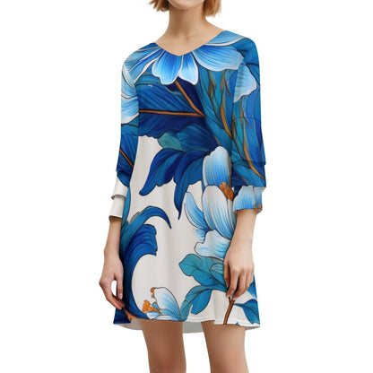 Lotus leaf sleeve dress Inkedjoy
