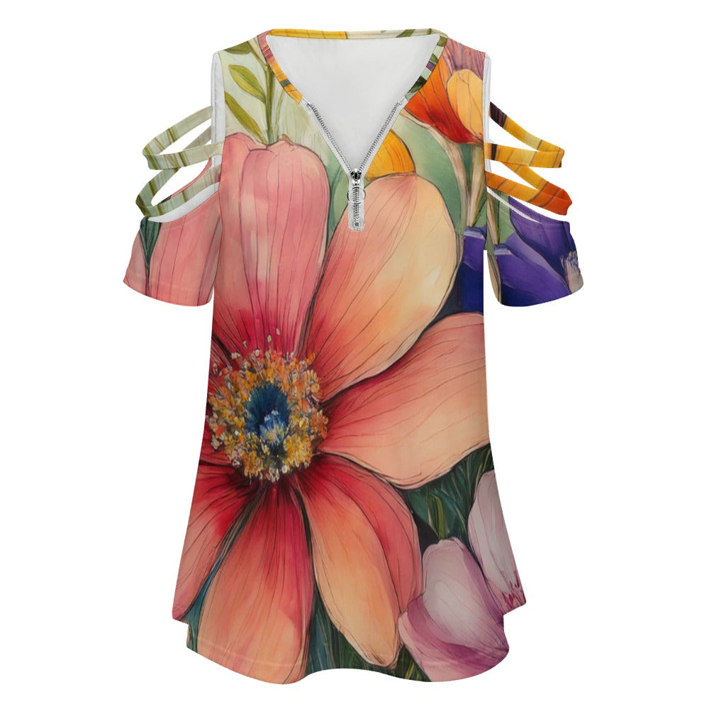 Zip Off Shoulder Top Inkedjoy