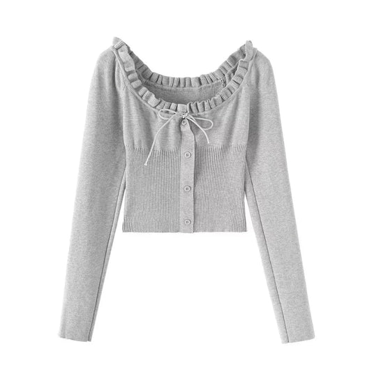 Drawstring strap button waist cinching long sleeved top - London Look