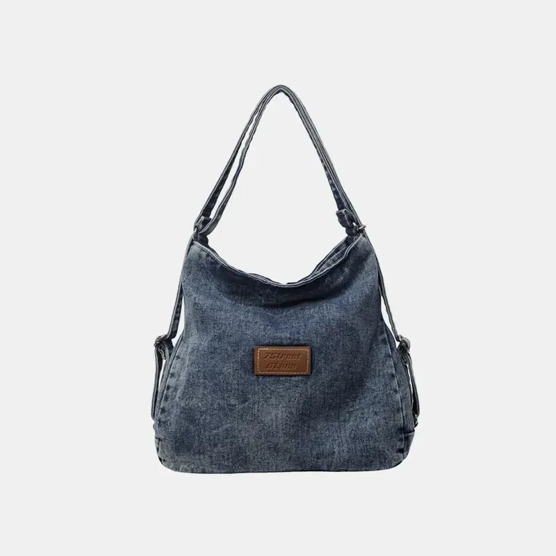 Adjustable Strap Denim Shoulder Bag - London Look