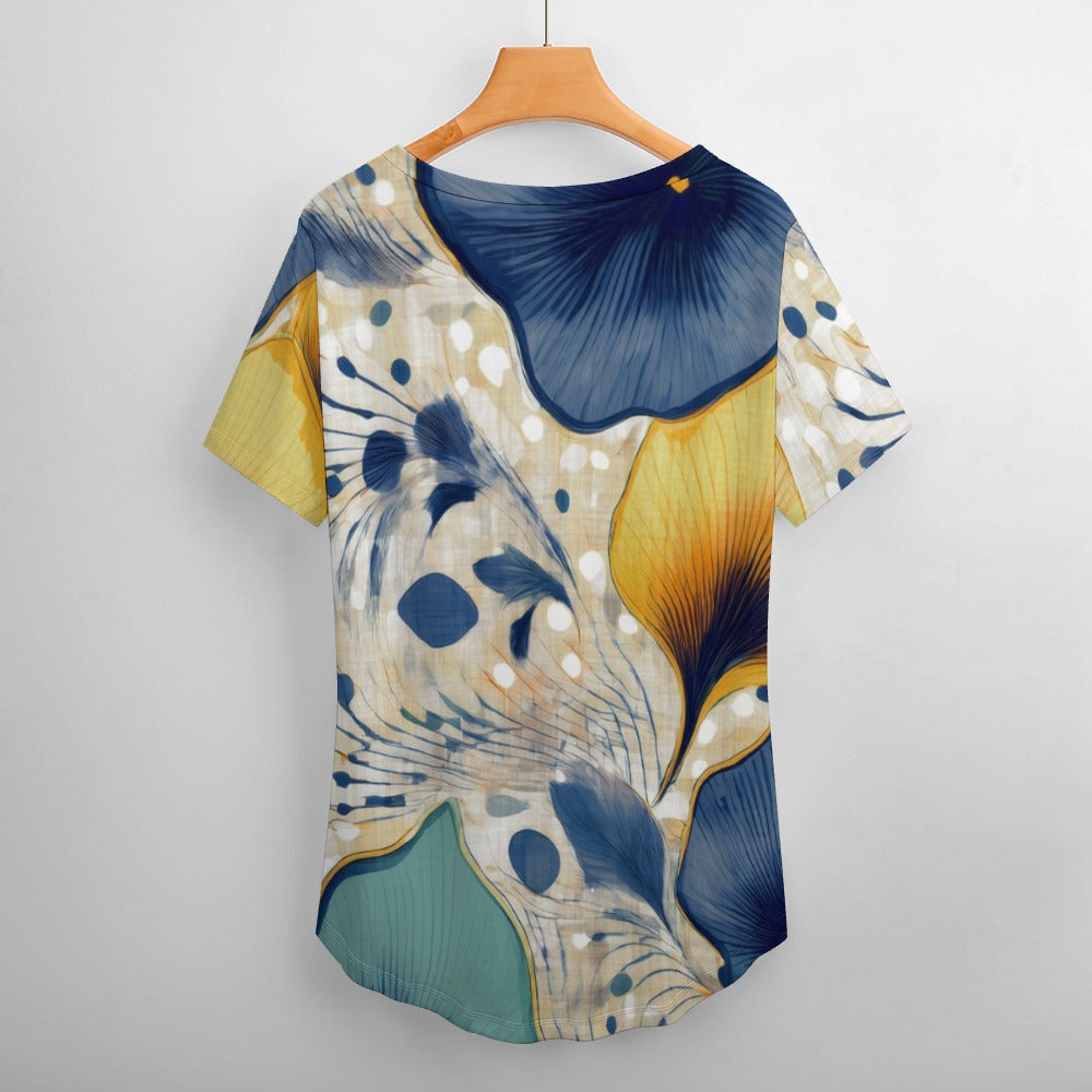 V Neck Short-sleeve Shirt Inkedjoy