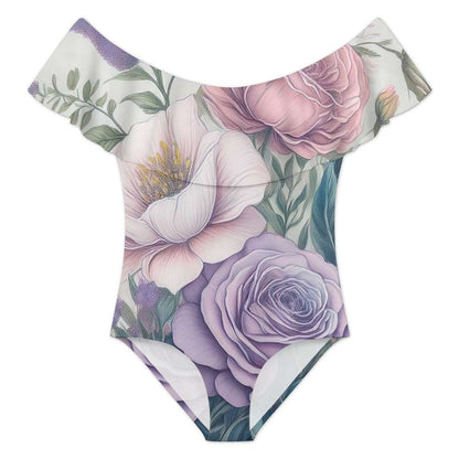 Off-Shoulder One-Piece Swimsuit Inkedjoy