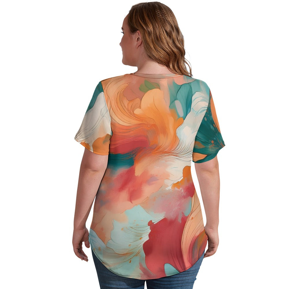 V Neck Short-sleeve Shirt Inkedjoy