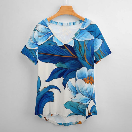V Neck Short-sleeve Shirt Inkedjoy