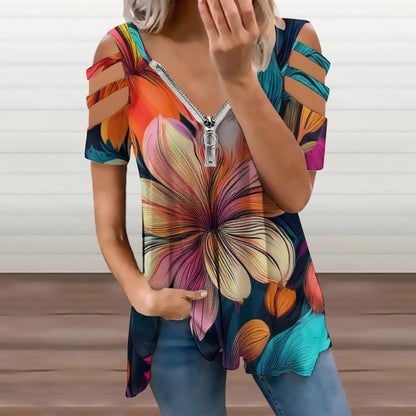 Zip Off Shoulder Top Inkedjoy