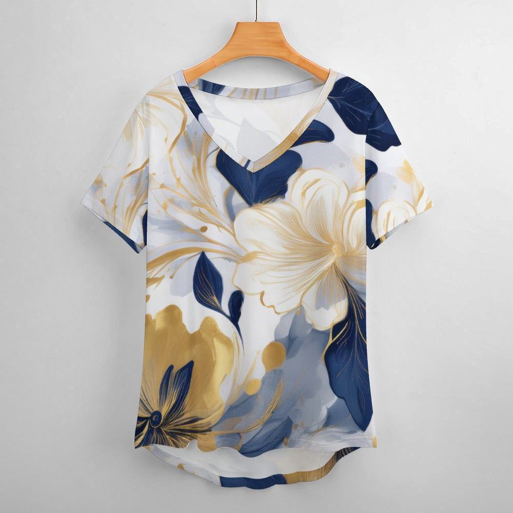 V Neck Short-sleeve Shirt Inkedjoy