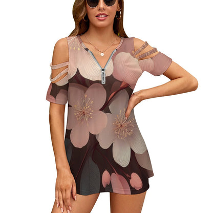 Zip Off Shoulder Top Inkedjoy