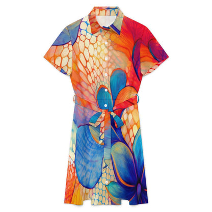 Short-sleeved collared dress Inkedjoy