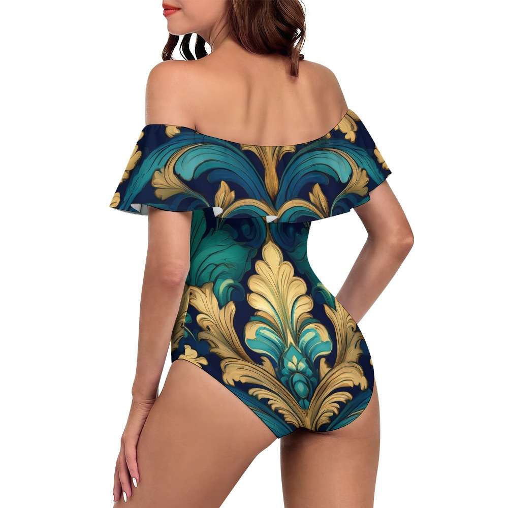 Off-Shoulder One-Piece Swimsuit Inkedjoy