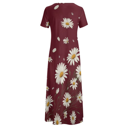 Daisy Round Neck Short Sleeve Dress (No Pockets) Inkedjoy