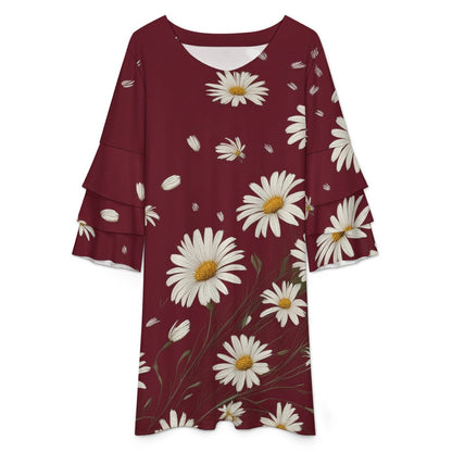 Lotus leaf sleeve dress Inkedjoy
