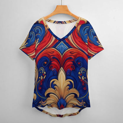 V Neck Short-sleeve Shirt Inkedjoy