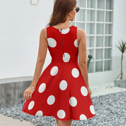 Sleeveless White Polka Dot Dress