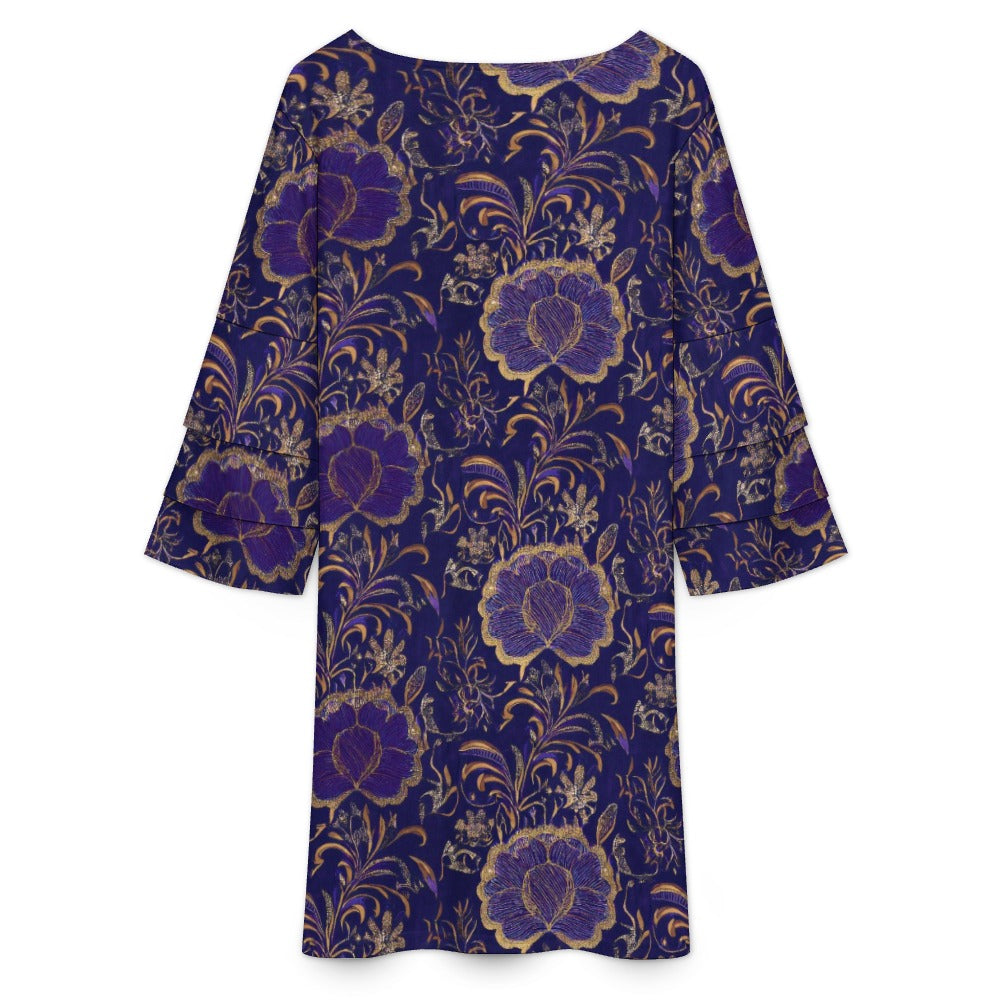 Lotus leaf sleeve dress Inkedjoy