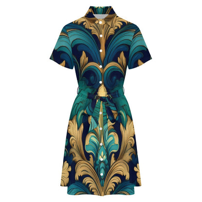 Short-sleeved collared dress Inkedjoy