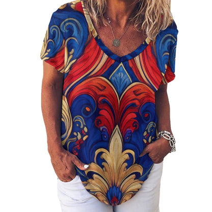 V Neck Short-sleeve Shirt Inkedjoy