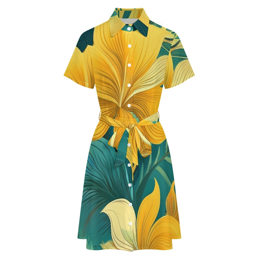 Short-sleeved collared dress