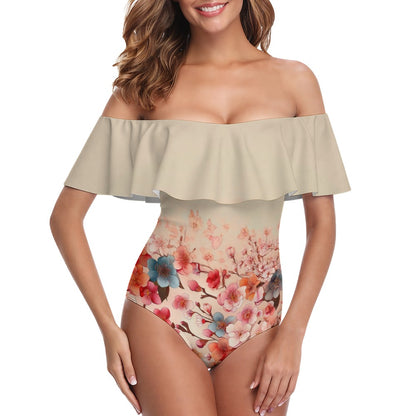 Off-Shoulder One-Piece Swimsuit