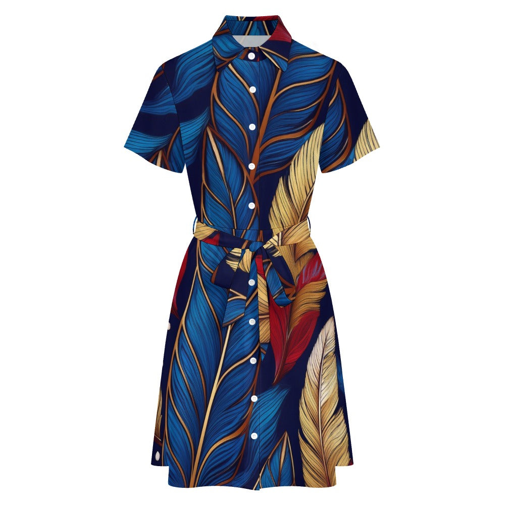 Short-sleeved collared dress Inkedjoy