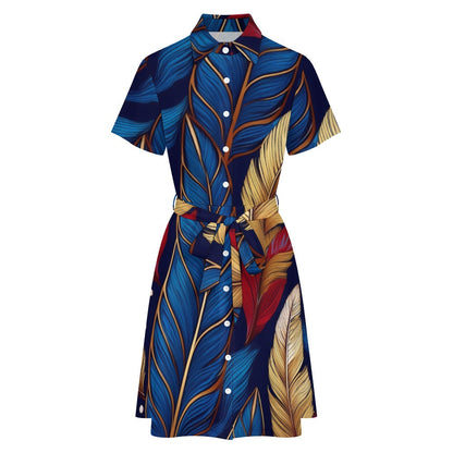 Short-sleeved collared dress Inkedjoy