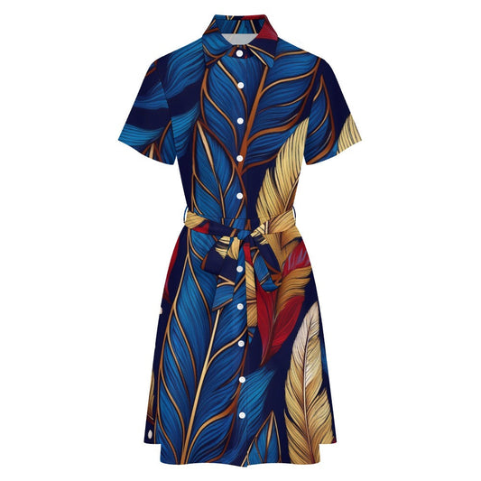 Short-sleeved collared dress Inkedjoy